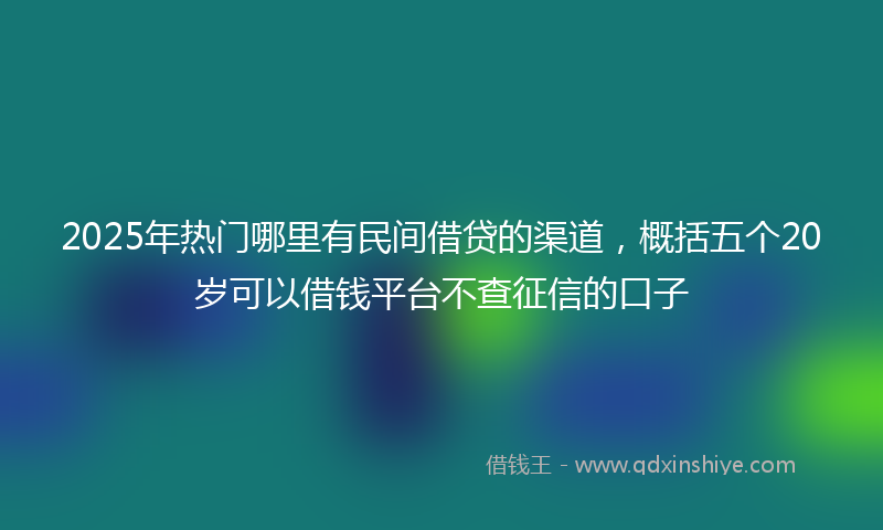 2025年热门哪里有民间借贷的渠道，概括五个20岁可以借钱平台不查征信的口子