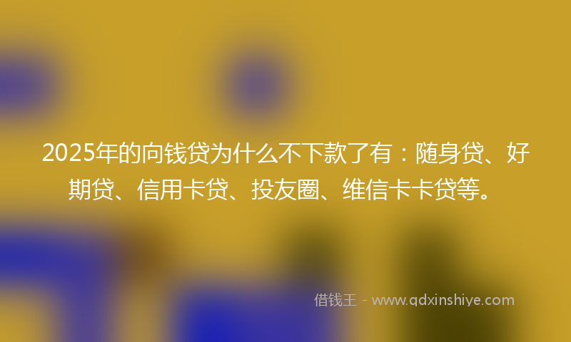 2025年的向钱贷为什么不下款了有：随身贷、好期贷、信用卡贷、投友圈、维信卡卡贷等。