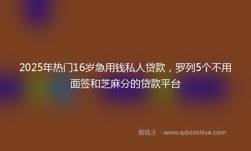 2025年热门16岁急用钱私人贷款，罗列5个不用面签和芝麻分的贷款平台