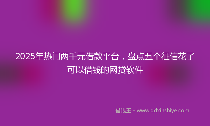 2025年热门两千元借款平台，盘点五个征信花了可以借钱的网贷软件