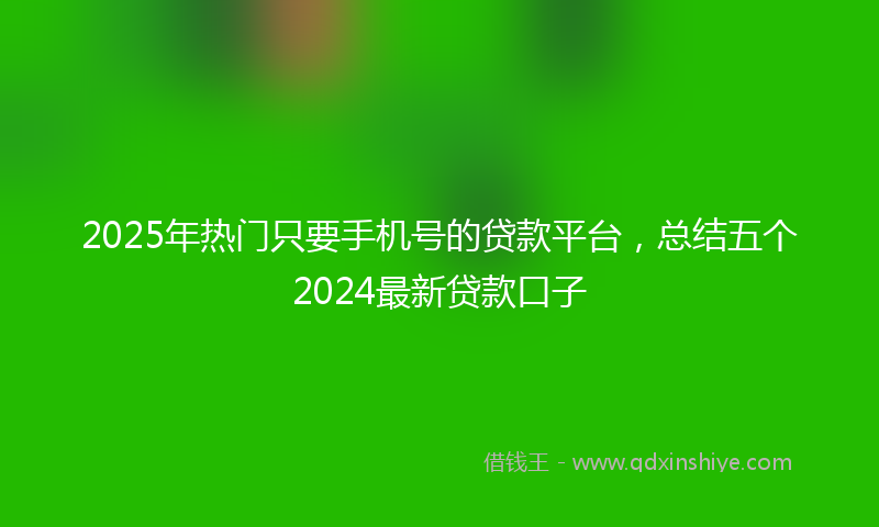 2025年热门只要手机号的贷款平台，总结五个2024最新贷款口子