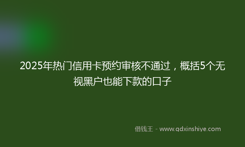 2025年热门信用卡预约审核不通过，概括5个无视黑户也能下款的口子