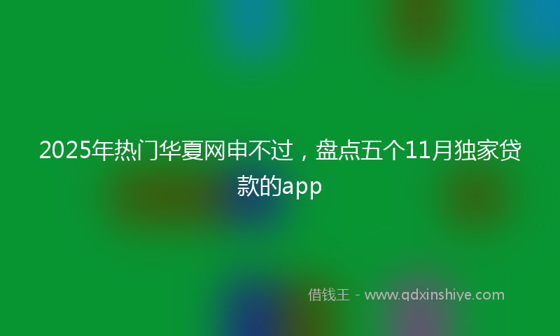 2025年热门华夏网申不过，盘点五个11月独家贷款的app