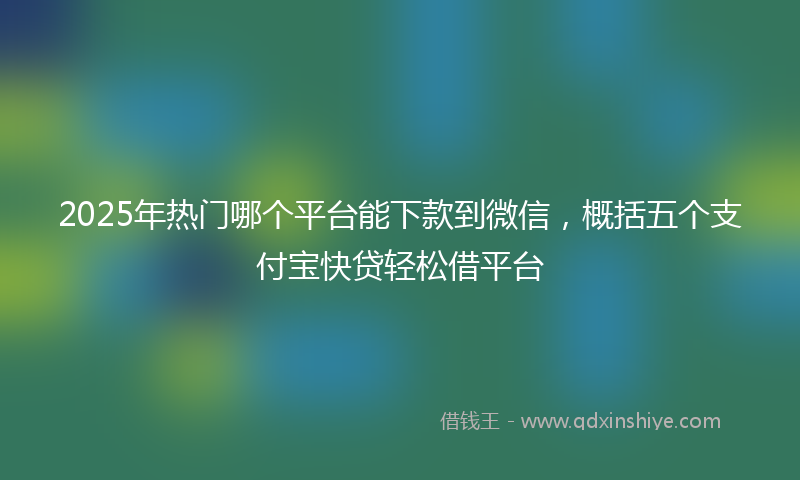 2025年热门哪个平台能下款到微信，概括五个支付宝快贷轻松借平台
