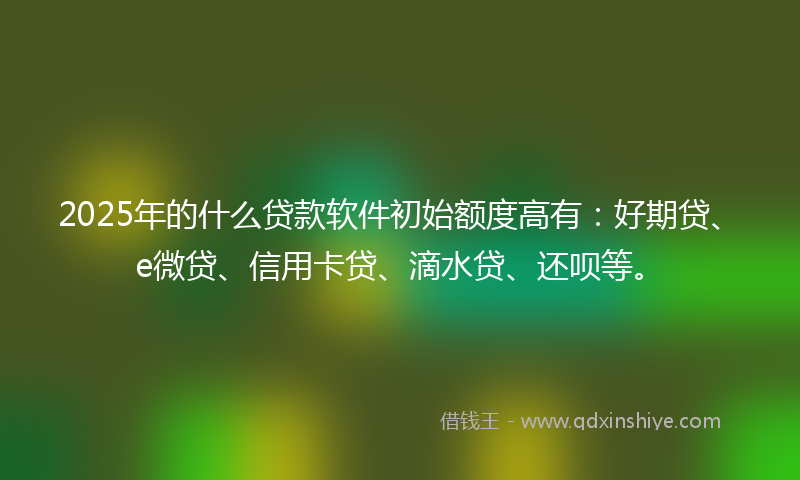 2025年的什么贷款软件初始额度高有:好期贷、e微贷、信用卡贷、滴水贷、还呗等。