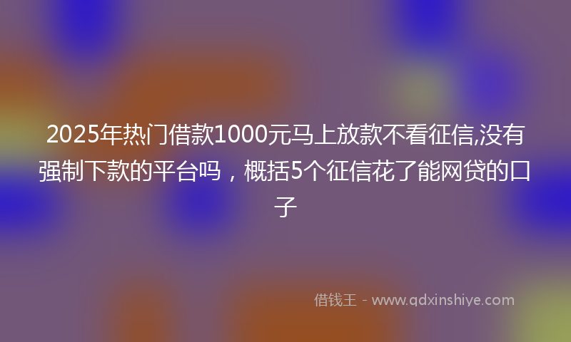 2025年热门借款1000元马上放款不看征信,没有强制下款的平台吗，概括5个征信花了能网贷的口子