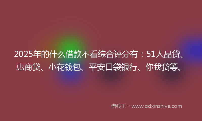2025年的什么借款不看综合评分有：51人品贷、惠商贷、小花钱包、平安口袋银行、你我贷等。
