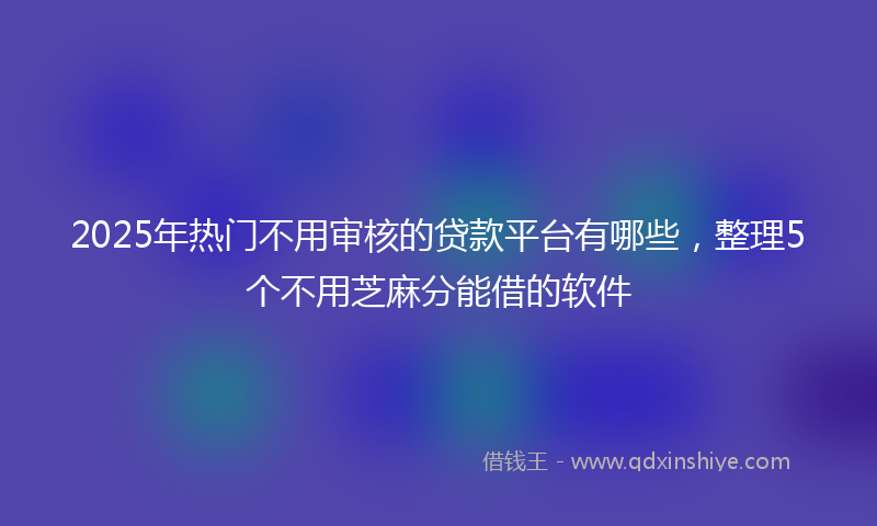 2025年热门不用审核的贷款平台有哪些，整理5个不用芝麻分能借的软件