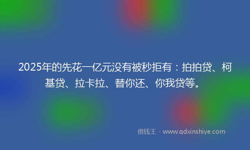 2025年的先花一亿元没有被秒拒有：拍拍贷、柯基贷、拉卡拉、替你还、你我贷等。