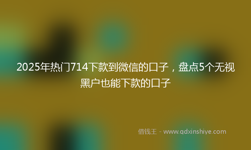 2025年热门714下款到微信的口子，盘点5个无视黑户也能下款的口子