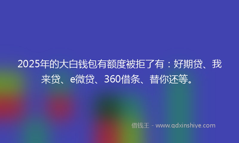 2025年的大白钱包有额度被拒了有：好期贷、我来贷、e微贷、360借条、替你还等。
