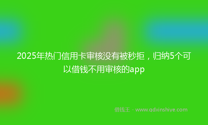 2025年热门信用卡审核没有被秒拒，归纳5个可以借钱不用审核的app