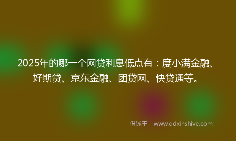 2025年的哪一个网贷利息低点有：度小满金融、好期贷、京东金融、团贷网、快贷通等。