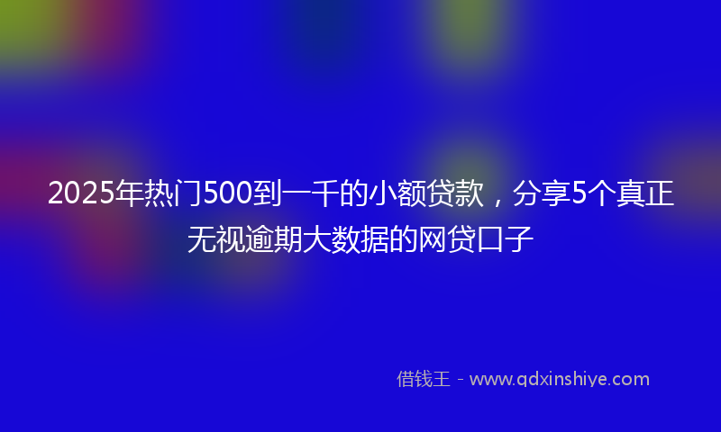 2025年热门500到一千的小额贷款，分享5个真正无视逾期大数据的网贷口子