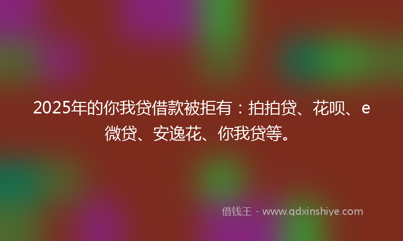 2025年的你我贷借款被拒有：拍拍贷、花呗、e微贷、安逸花、你我贷等。