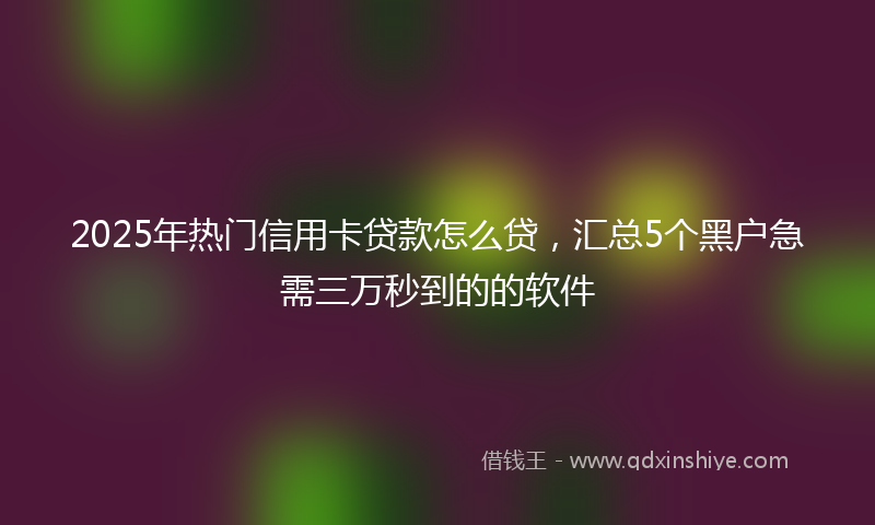 2025年热门信用卡贷款怎么贷，汇总5个黑户急需三万秒到的的软件