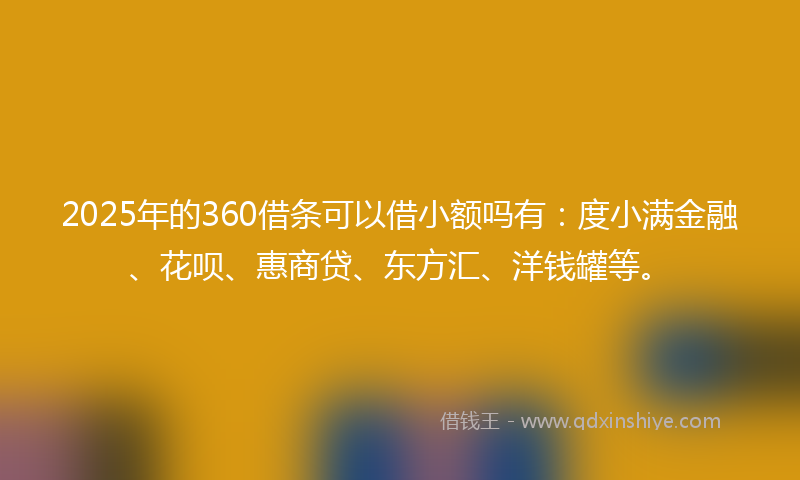 2025年的360借条可以借小额吗有：度小满金融、花呗、惠商贷、东方汇、洋钱罐等。