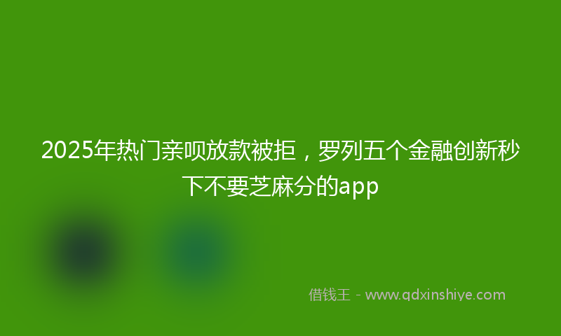 2025年热门亲呗放款被拒，罗列五个金融创新秒下不要芝麻分的app