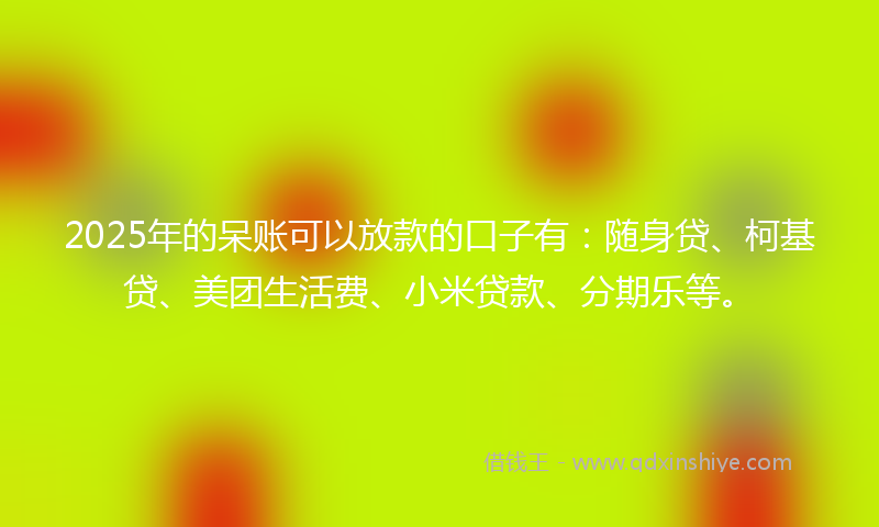 2025年的呆账可以放款的口子有：随身贷、柯基贷、美团生活费、小米贷款、分期乐等。