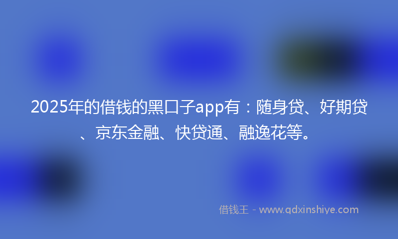 2025年的借钱的黑口子app有：随身贷、好期贷、京东金融、快贷通、融逸花等。