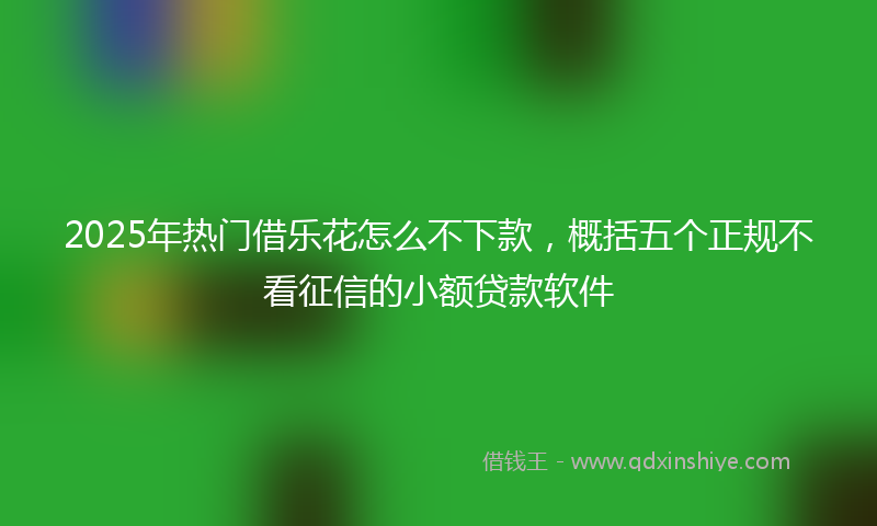 2025年热门借乐花怎么不下款，概括五个正规不看征信的小额贷款软件