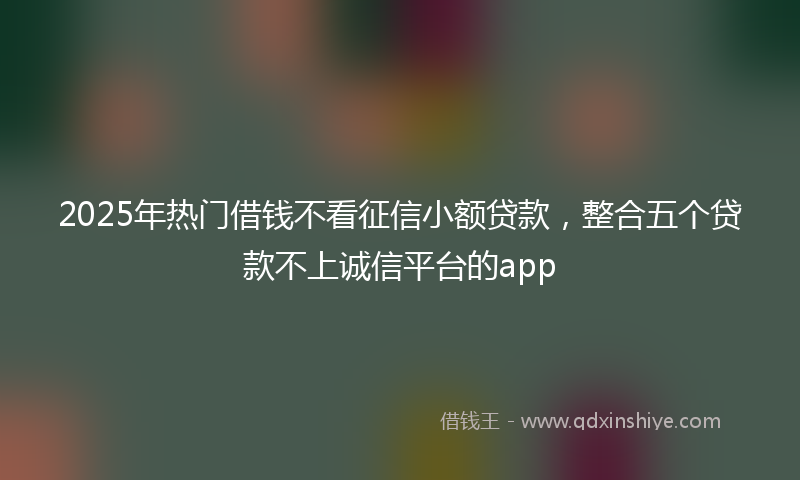 2025年热门借钱不看征信小额贷款，整合五个贷款不上诚信平台的app