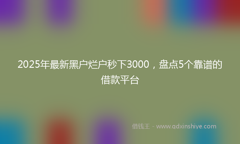 2025年最新黑户烂户秒下3000，盘点5个靠谱的借款平台
