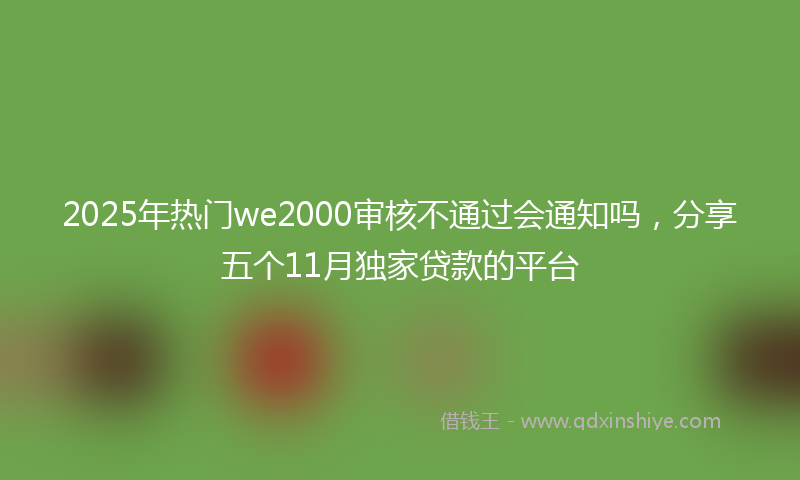2025年热门we2000审核不通过会通知吗，分享五个11月独家贷款的平台