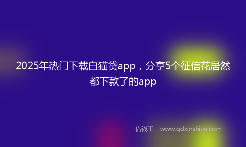 2025年热门下载白猫贷app，分享5个征信花居然都下款了的app