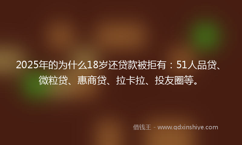 2025年的为什么18岁还贷款被拒有:51人品贷、微粒贷、惠商贷、拉卡拉、投友圈等。