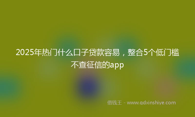 2025年热门什么口子贷款容易，整合5个低门槛不查征信的app