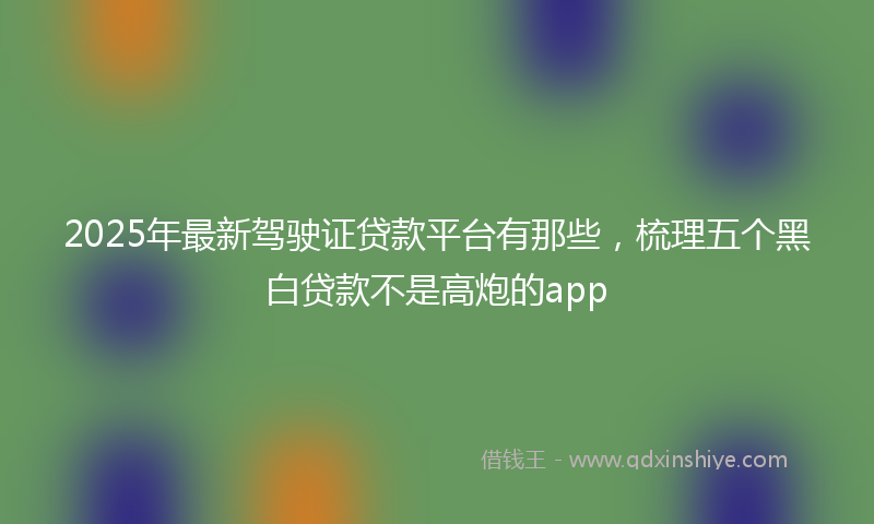2025年最新驾驶证贷款平台有那些，梳理五个黑白贷款不是高炮的app
