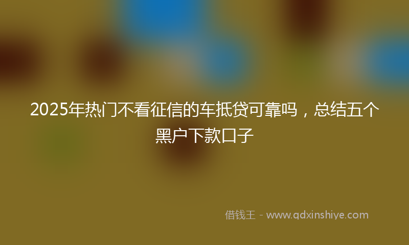 2025年热门不看征信的车抵贷可靠吗，总结五个黑户下款口子
