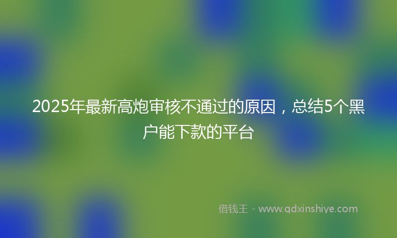 2025年最新高炮审核不通过的原因，总结5个黑户能下款的平台