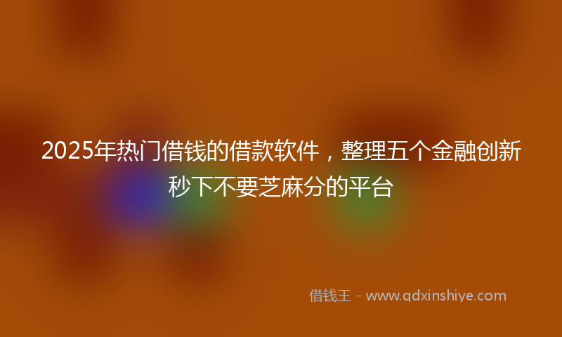 2025年热门借钱的借款软件，整理五个金融创新秒下不要芝麻分的平台