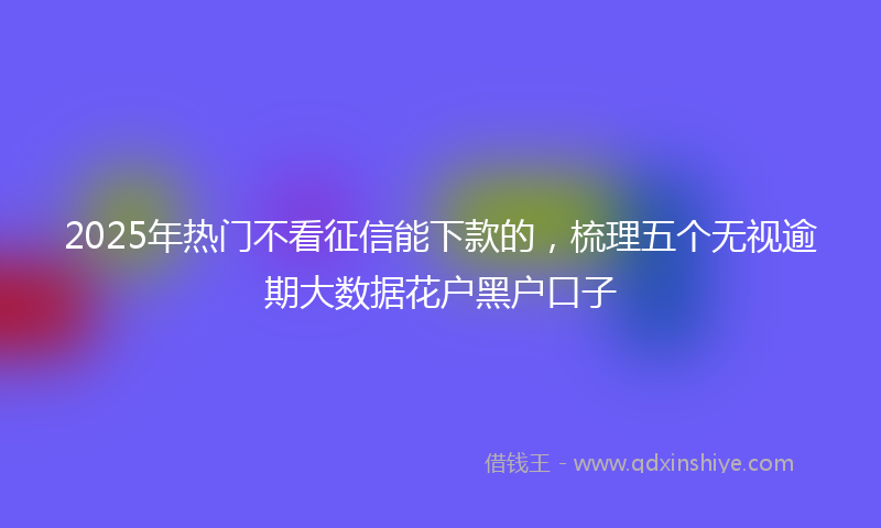 2025年热门不看征信能下款的，梳理五个无视逾期大数据花户黑户口子