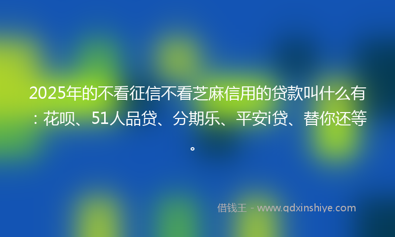 2025年的不看征信不看芝麻信用的贷款叫什么有：花呗、51人品贷、分期乐、平安i贷、替你还等。