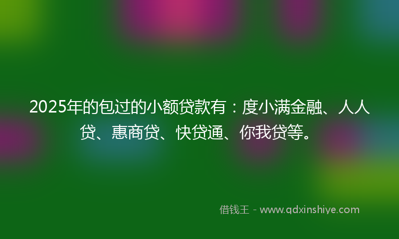 2025年的包过的小额贷款有：度小满金融、人人贷、惠商贷、快贷通、你我贷等。