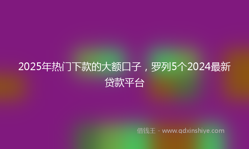 2025年热门下款的大额口子，罗列5个2024最新贷款平台