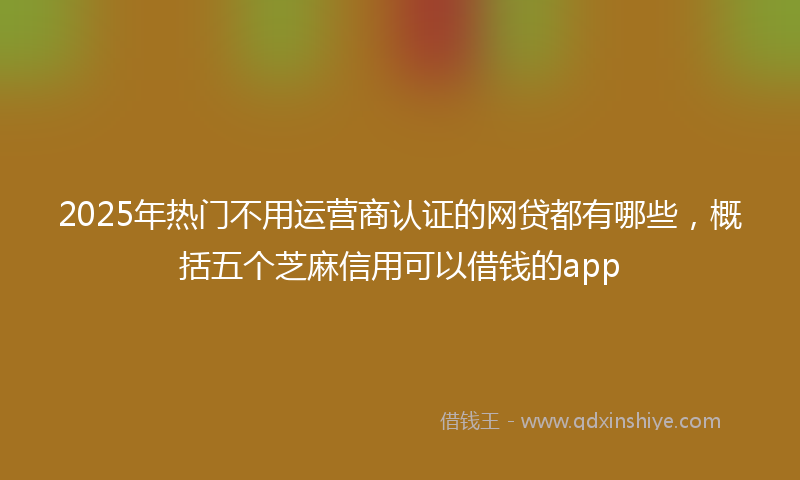 2025年热门不用运营商认证的网贷都有哪些，概括五个芝麻信用可以借钱的app