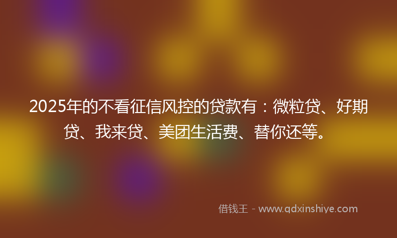 2025年的不看征信风控的贷款有：微粒贷、好期贷、我来贷、美团生活费、替你还等。