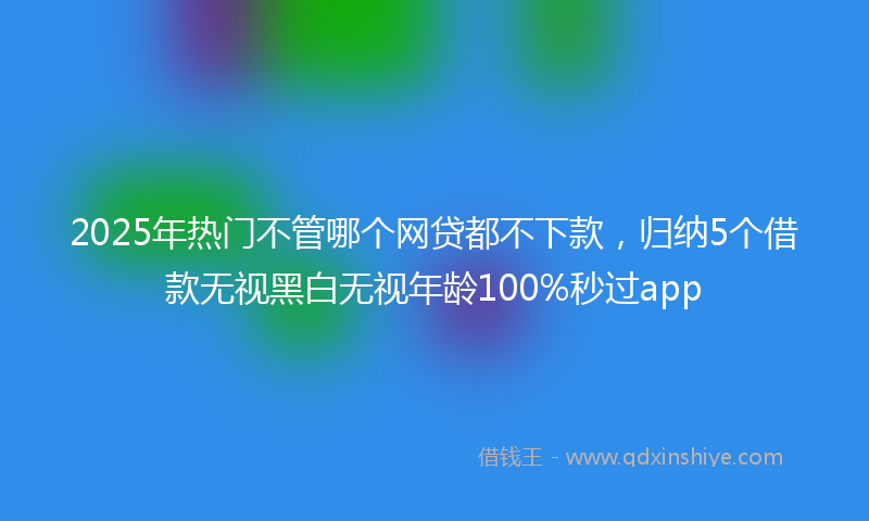 2025年热门不管哪个网贷都不下款，归纳5个借款无视黑白无视年龄100%秒过app