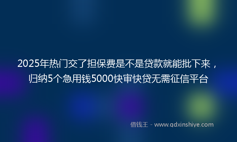 2025年热门交了担保费是不是贷款就能批下来，归纳5个急用钱5000快审快贷无需征信平台