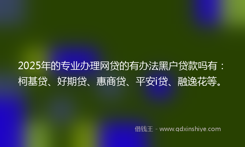 2025年的专业办理网贷的有办法黑户贷款吗有：柯基贷、好期贷、惠商贷、平安i贷、融逸花等。