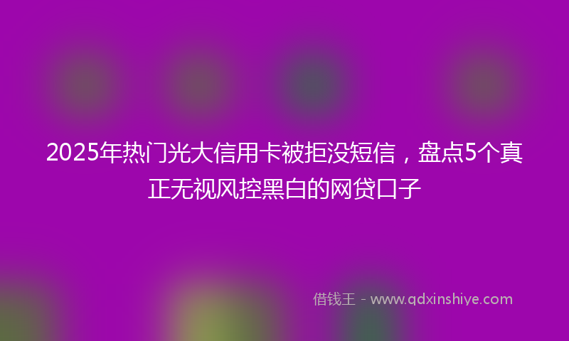 2025年热门光大信用卡被拒没短信，盘点5个真正无视风控黑白的网贷口子