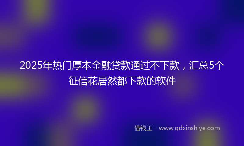 2025年热门厚本金融贷款通过不下款，汇总5个征信花居然都下款的软件