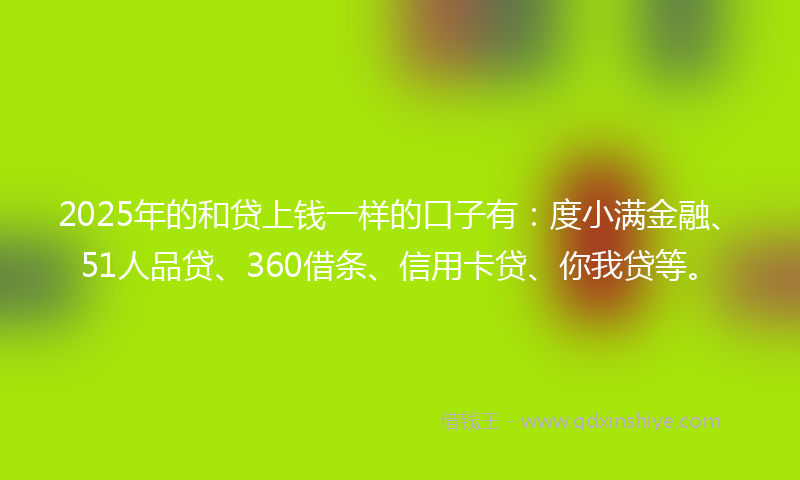 2025年的和贷上钱一样的口子有：度小满金融、51人品贷、360借条、信用卡贷、你我贷等。