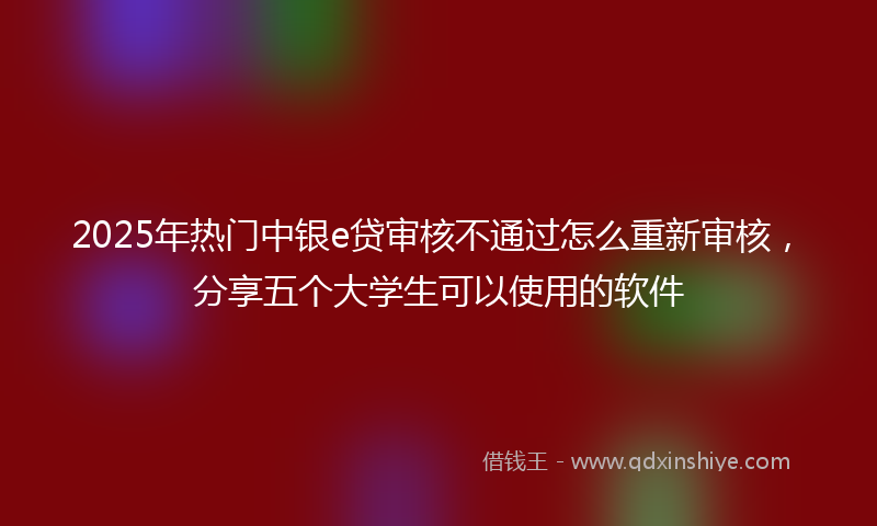 2025年热门中银e贷审核不通过怎么重新审核，分享五个大学生可以使用的软件