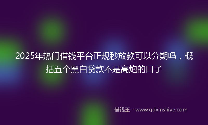 2025年热门借钱平台正规秒放款可以分期吗，概括五个黑白贷款不是高炮的口子