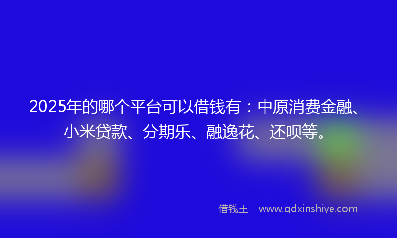 2025年的哪个平台可以借钱有：中原消费金融、小米贷款、分期乐、融逸花、还呗等。